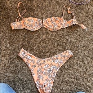 SHEIN Peach Floral Underwire Bikini Set